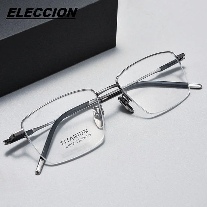 Eleccion Men's Semi Rim Titanium Eyeglasses 81072 Semi Rim Eleccion