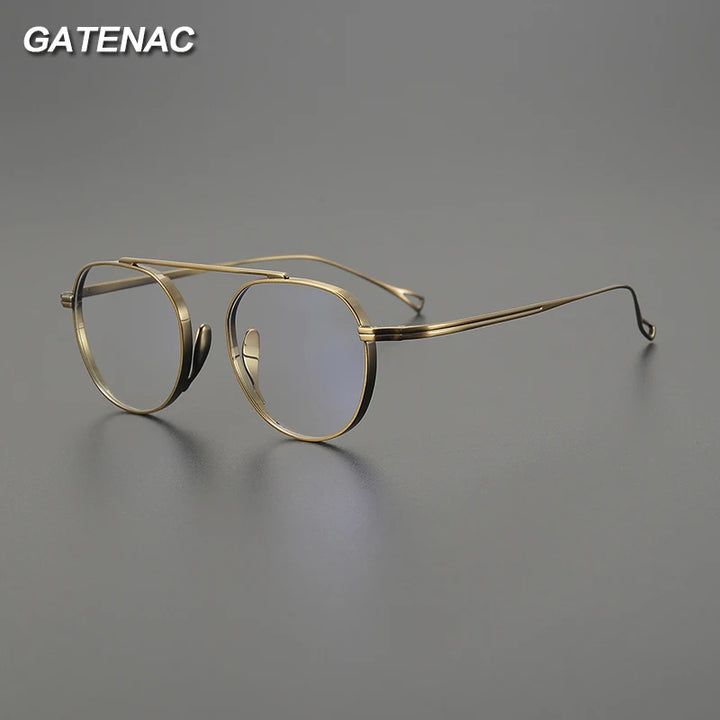 Gatenac Unisex Full Rim Square  Brow Line Titanium Eyeglasses Gxyj1476 Full Rim Gatenac   