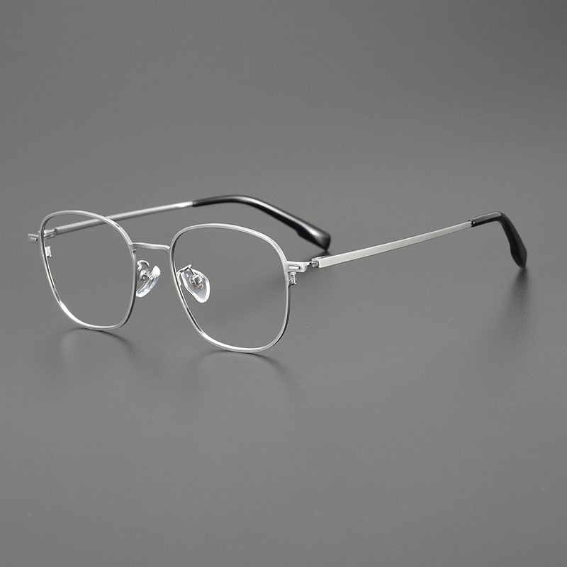 Gatenac Unisex Full Rim Square Titanium Eyeglasses Gxyj1118 Full Rim Gatenac Silver  