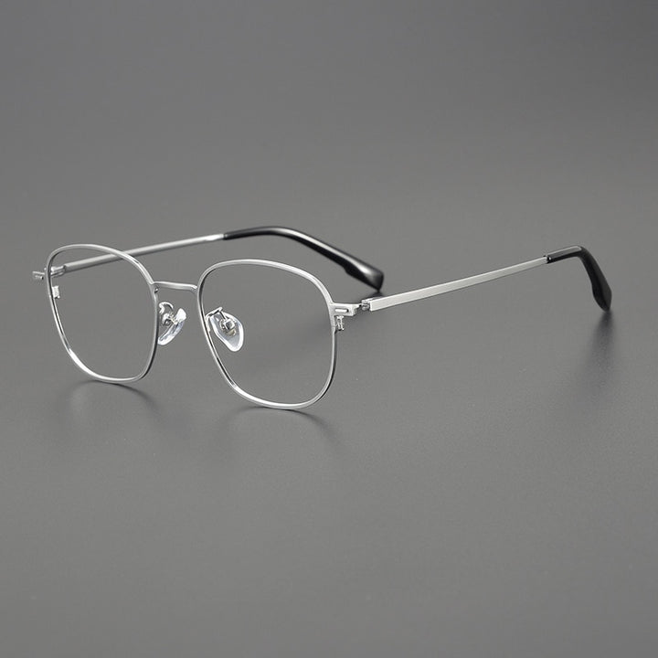 Gatenac Unisex Full Rim Square Titanium Eyeglasses Gxyj1118 Full Rim Gatenac Silver  