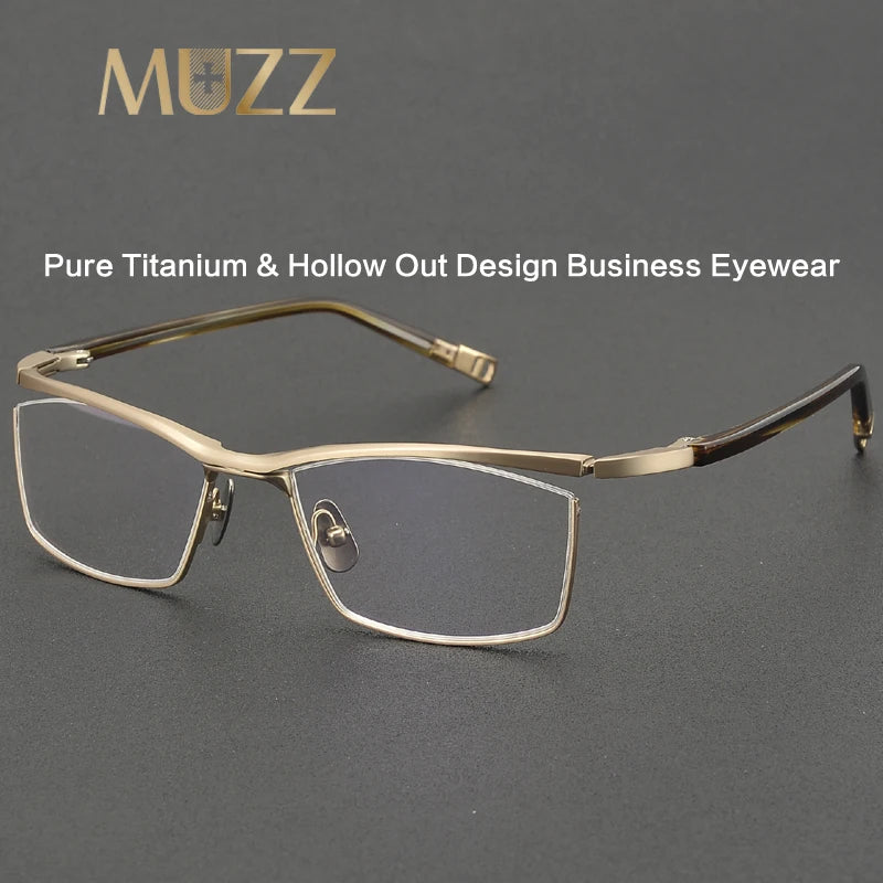 Muzz Men's Full Rim Square Brow Line Titanium Eyeglasses 45663