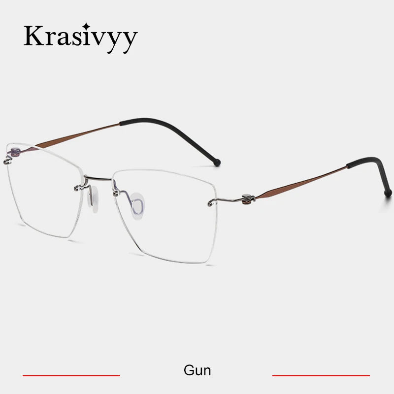 Krasivyy Unisex Rimless Square Titanium Alloy Eyeglasses 45938