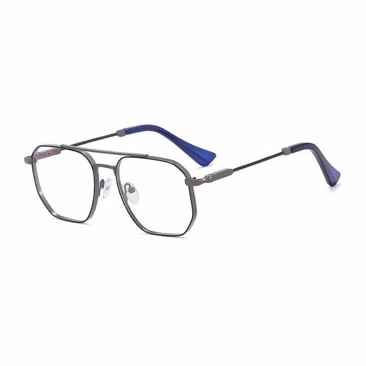 Ralferty Men's Full Rim Square Alloy Eyeglasses R91314 Full Rim Ralferty C3 Dark Blue  