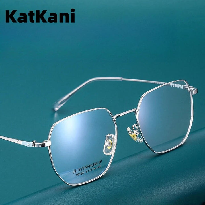 KatKani Unisex Full Rim Polygonal Alloy Eyeglasses 19180 Full Rim KatKani Eyeglasses   