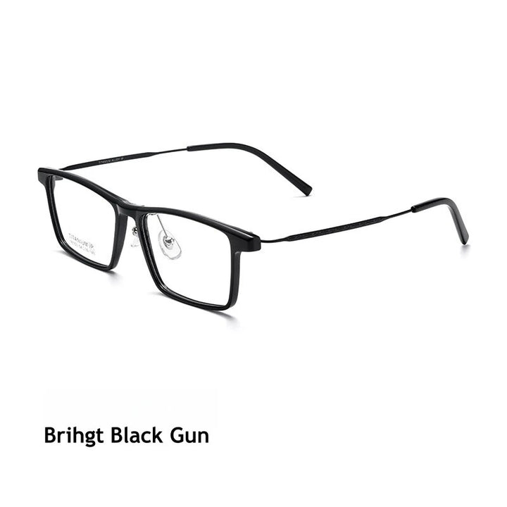 KatKani Unisex Full Rim Square Tr 90 Titanium Eyeglasses 16103x Full Rim KatKani Eyeglasses Brihgt Black  