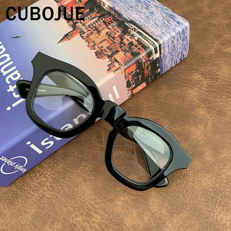 Cubojue Unisex Full Rim Square Acetate Myopic Reading Glasses 502445 Reading Glasses Cubojue   
