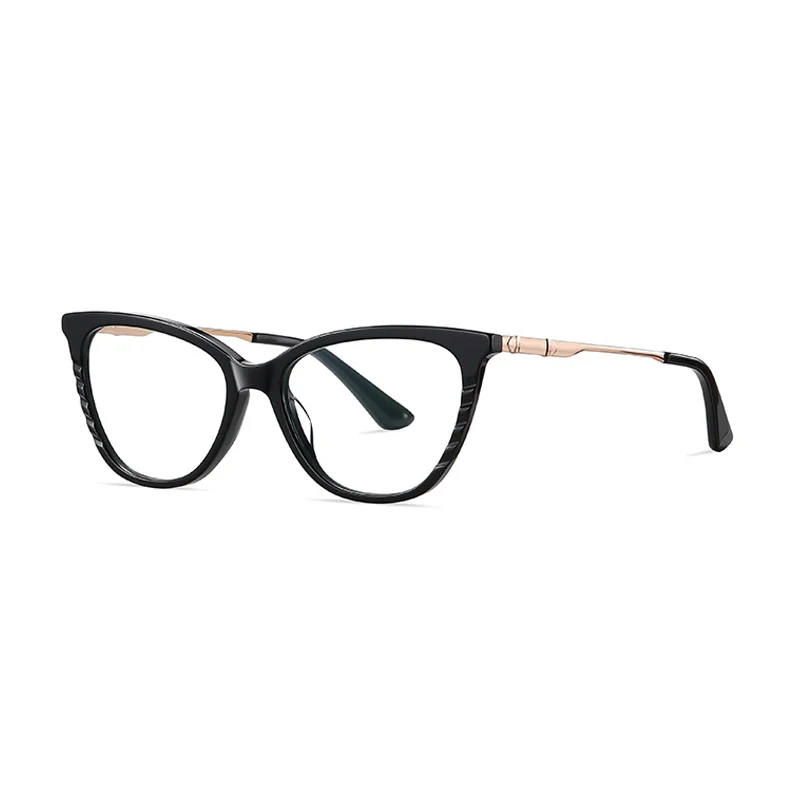 Ralferty Women's Full Rim Square Cat Eye Acetate Alloy Eyeglasses R921 Full Rim Ralferty C01 Black CHINA 