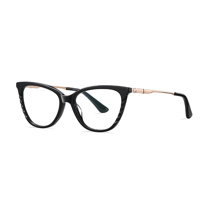 Ralferty Women's Full Rim Square Cat Eye Acetate Alloy Eyeglasses R921 Full Rim Ralferty C01 Black CHINA 