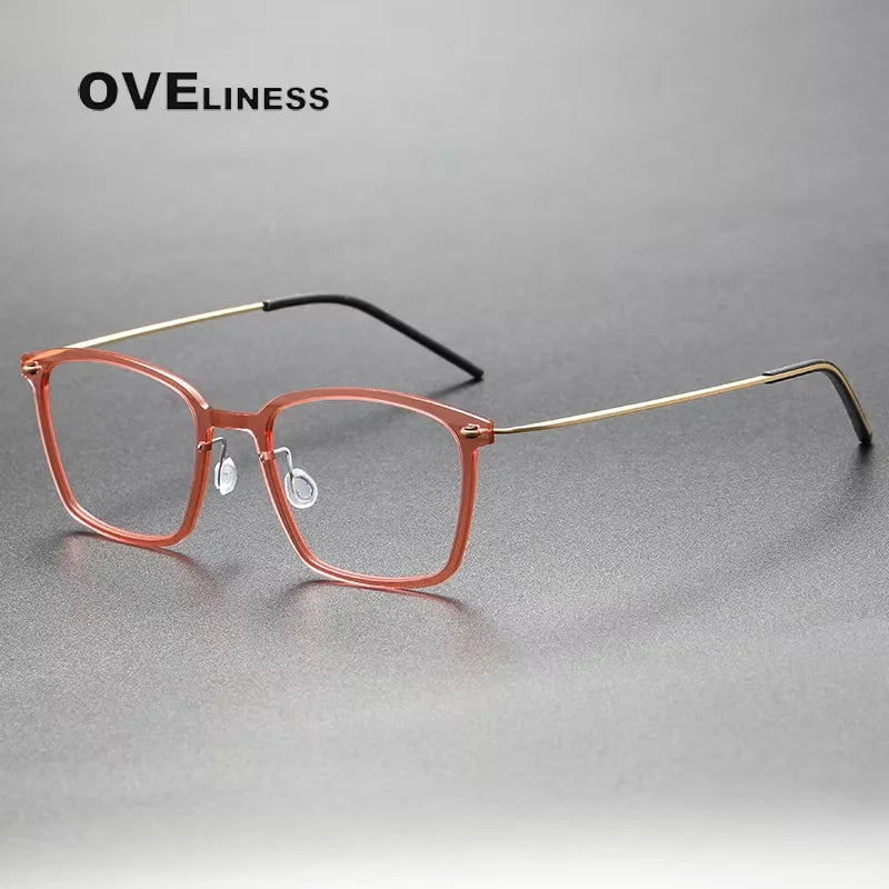 Oveliness Unisex Full Rim Square Titanium Acetate Eyeglasses 6536 Full Rim Oveliness pink