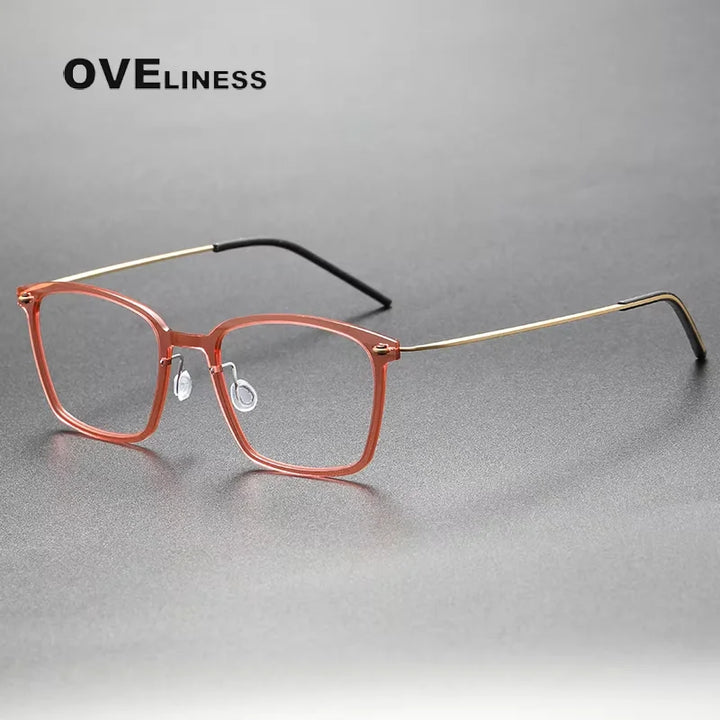 Oveliness Unisex Full Rim Square Titanium Acetate Eyeglasses 6536 Full Rim Oveliness pink