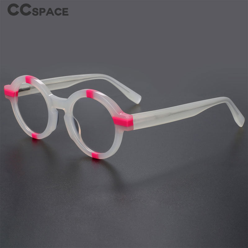 CCSpace Unisex Full Rim Round Acetate Eyeglasses 56500 Full Rim CCspace   
