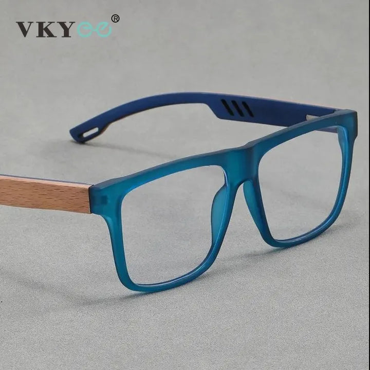 Vicky Unisex Full Rim Square Pc Bamboo Temple Reading Glasses 10154