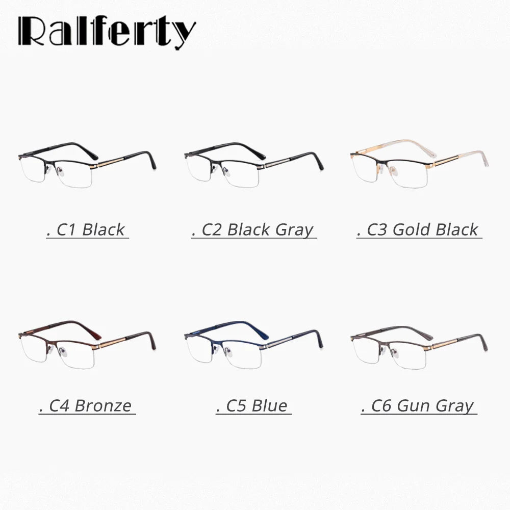 Ralferty Men's Semi Rim Square Alloy Eyeglasses 91342 Semi Rim Ralferty   