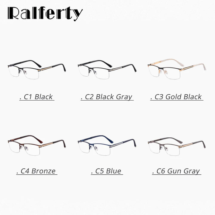 Ralferty Men's Semi Rim Square Alloy Eyeglasses 91342 Semi Rim Ralferty   