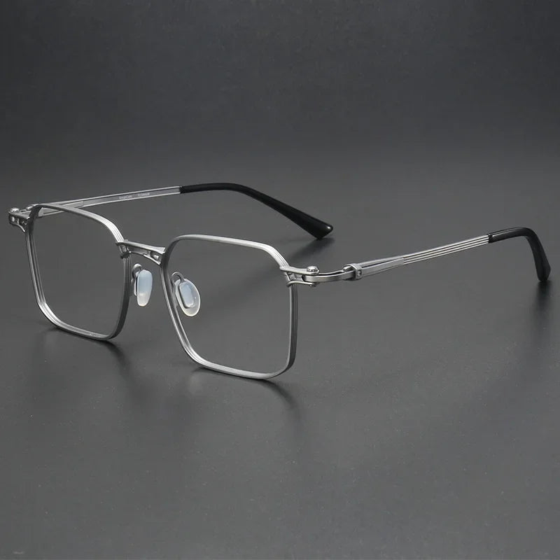 Aror Unisex Full Rim Big Square Titanium Eyeglasses 49418 Full Rim Aror Silver