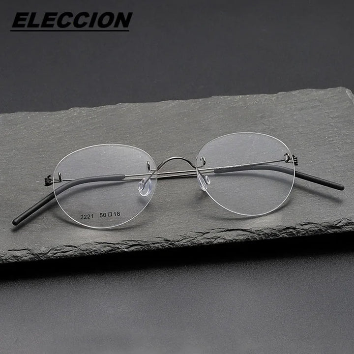 Eleccion Women's Rimless Oval Screwless Titanium Eyeglasses 42221