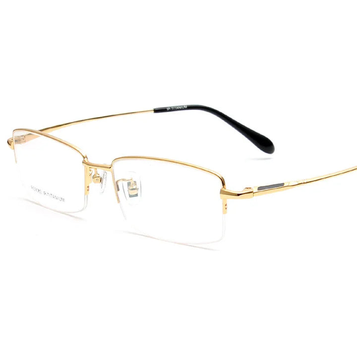 Brightzone Unisex Semi Rim Square Titanium Eyeglasses 71201 Semi Rim Brightzone Gold