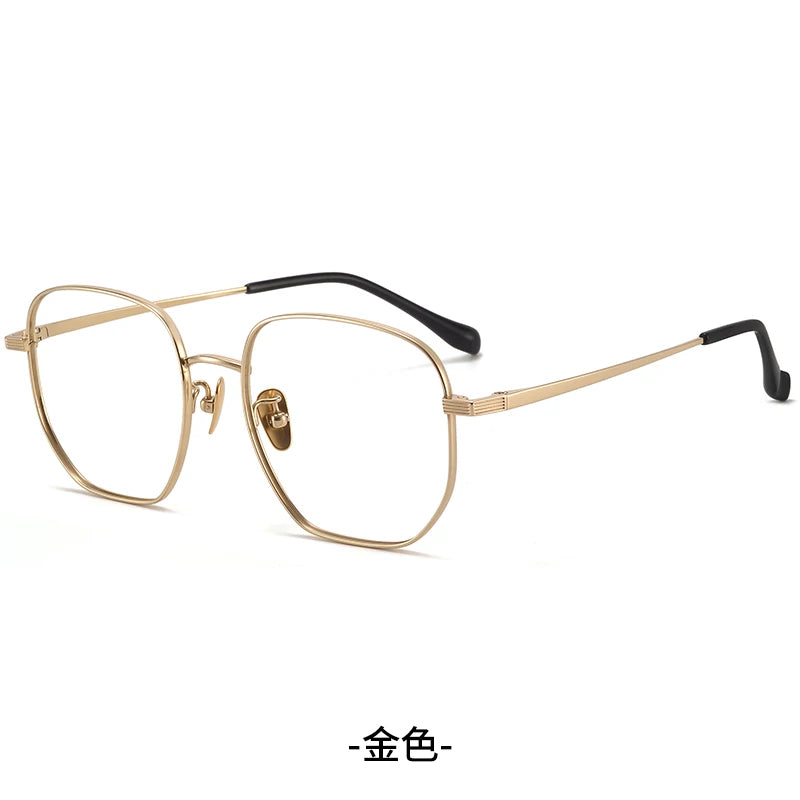 Bclear Unisex Full Rim Polygon Oval Titanium Eyeglasses 386683