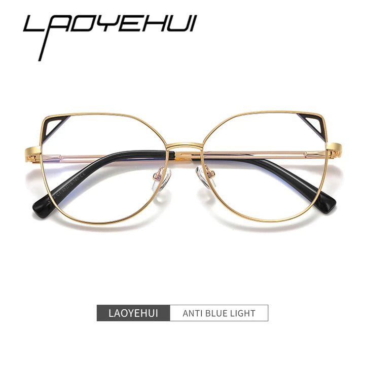 Laoyehui Women's Full Rim Round Cat Eye Alloy Reading Glasses L3044 Reading Glasses Laoyehui   