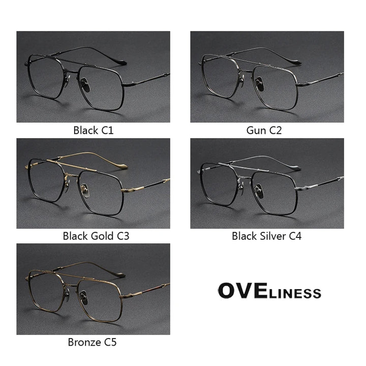 Oveliness Unisex Full Rim Square Double Bridge Titanium Eyeglasses Om3123 Full Rim Oveliness   