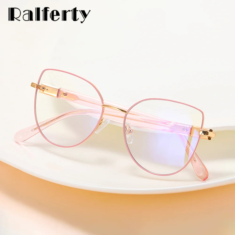 Ralferty Women's Full Rim Round Cat Eye Alloy Eyeglasses R82123 Full Rim Ralferty   