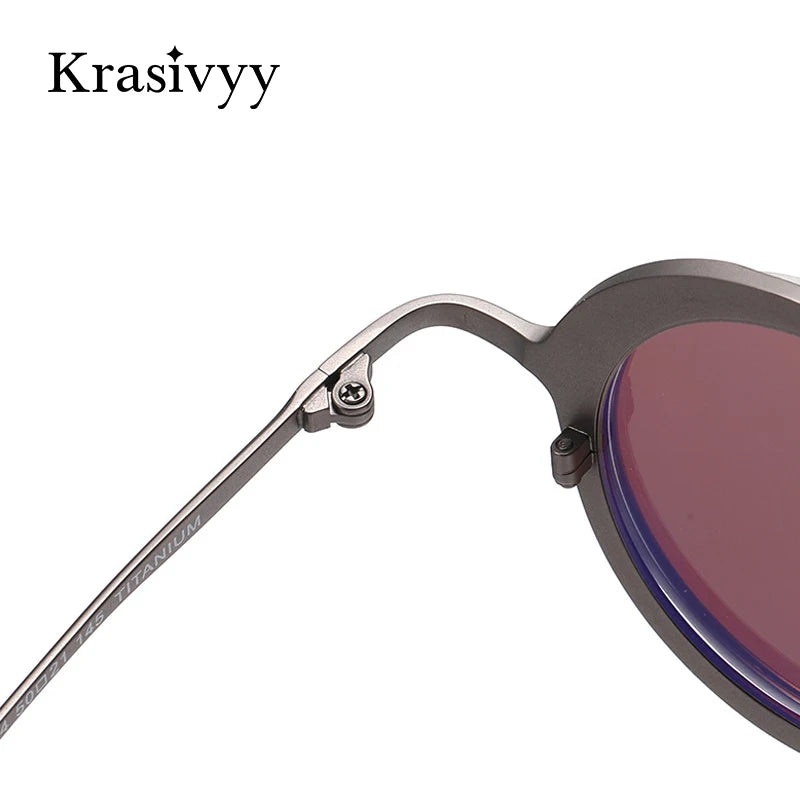 Krasivyy Unisex Round Titanium Prescription Eyeglasses with Clip-On ARLT5975 - view 5