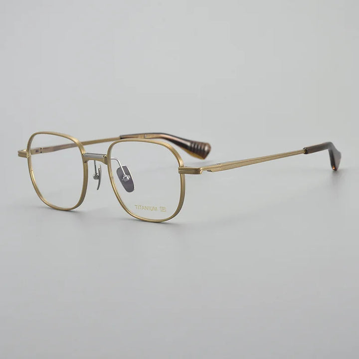 Black Mask Unisex Full Rim Square Titanium Eyeglasses 151d Full Rim Black Mask Gold  