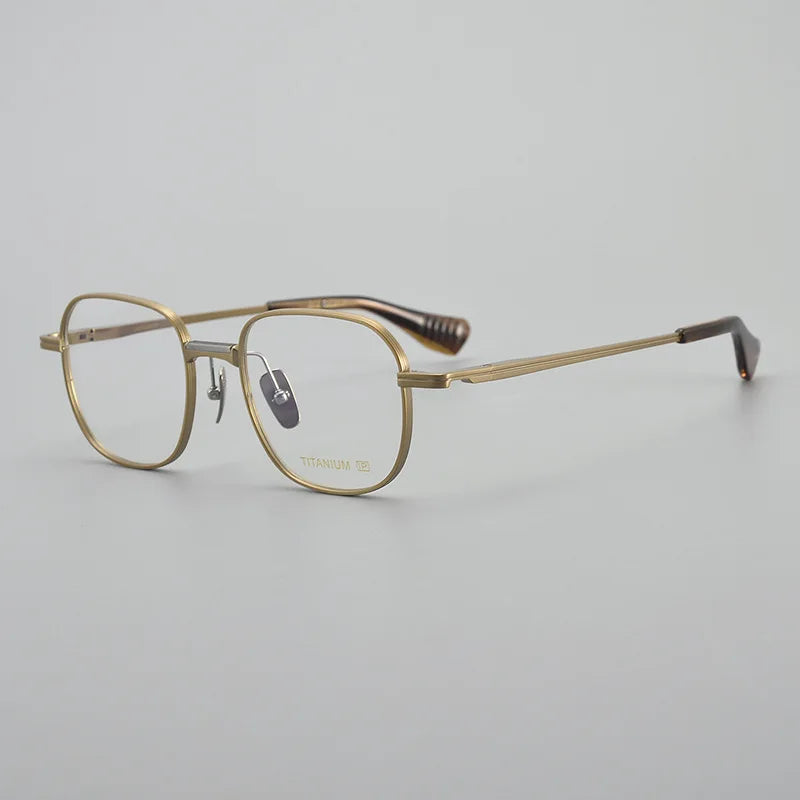 Black Mask Unisex Full Rim Irregular Square Titanium Eyeglasses 914251 Full Rim Black Mask Gold