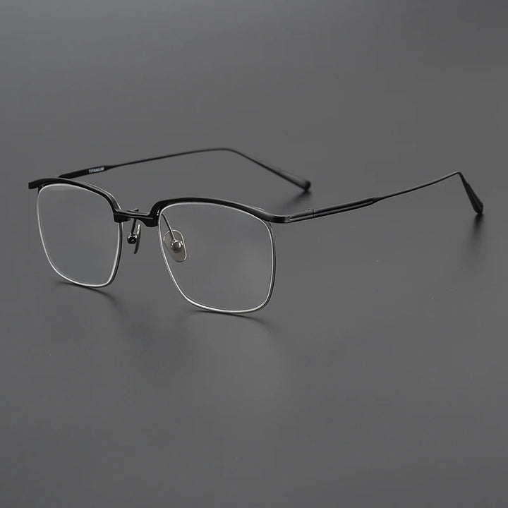 Black Mask Men's Full Rim Square Titanium Eyeglasses D137a Full Rim Black Mask Black-Gray  