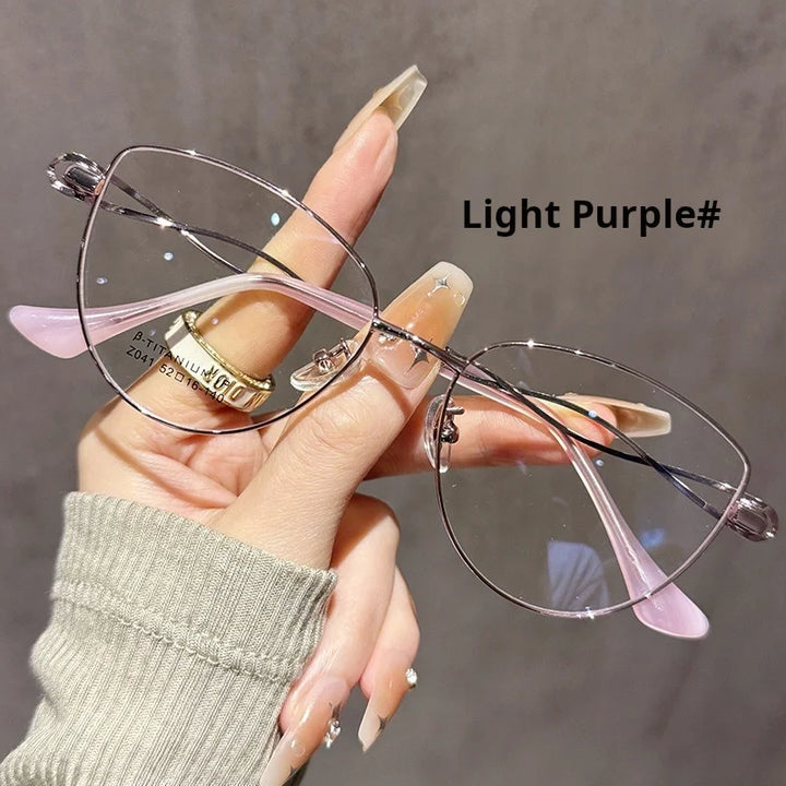 Momoja Women's Full Rim Oval Cat Eye Titanium-Alloy Eyeglasses 72041