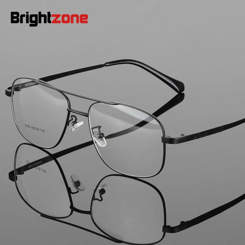 Brightzone Men's Full Rim Square Double Bridge Alloy Eyeglasses 71483 Full Rim Brightzone Black