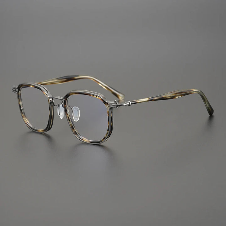 Black Mask Unisex Full Rim Big Square Titanium Acetate Eyeglasses 25865
