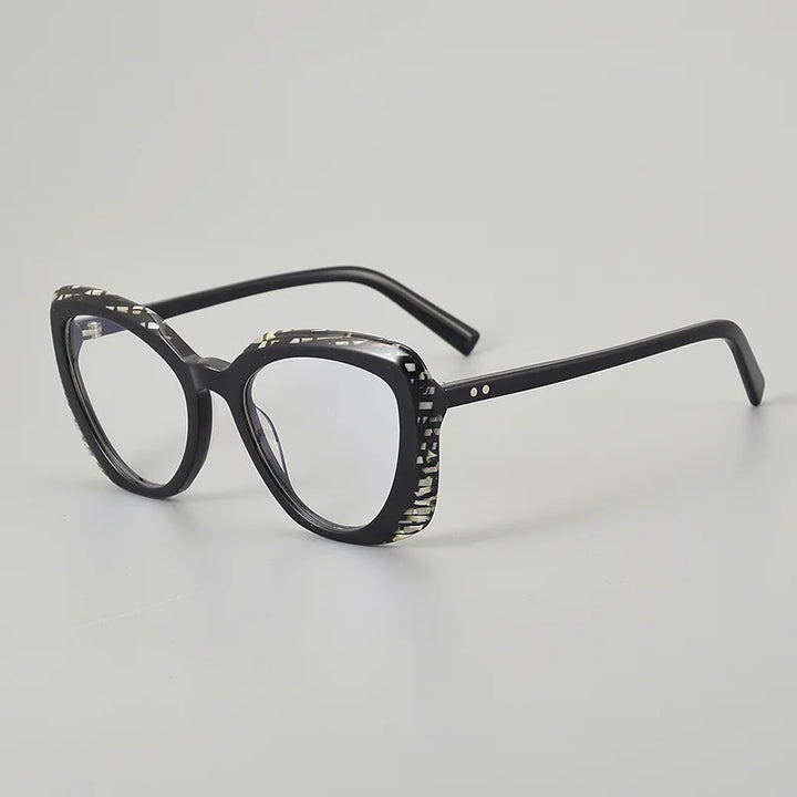 Hewei Unisex Full Rim Polygon Oval Acetate Eyeglasses 945084