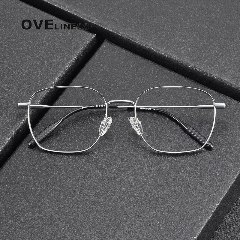 Oveliness Unisex Full Rim Square Polygon Titanium Eyeglasses 81027 Full Rim Oveliness   