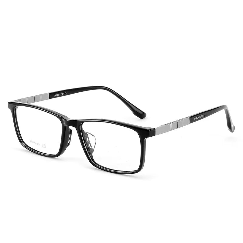 Yimaruili Men's Full Rim Square Tr 90 Titanium Eyeglasses 23070 Full Rim Yimaruili Eyeglasses Black Silver  