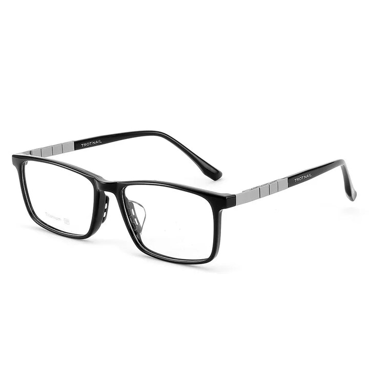 Yimaruili Men's Full Rim Square Tr 90 Titanium Eyeglasses 23070 Full Rim Yimaruili Eyeglasses Black Silver  