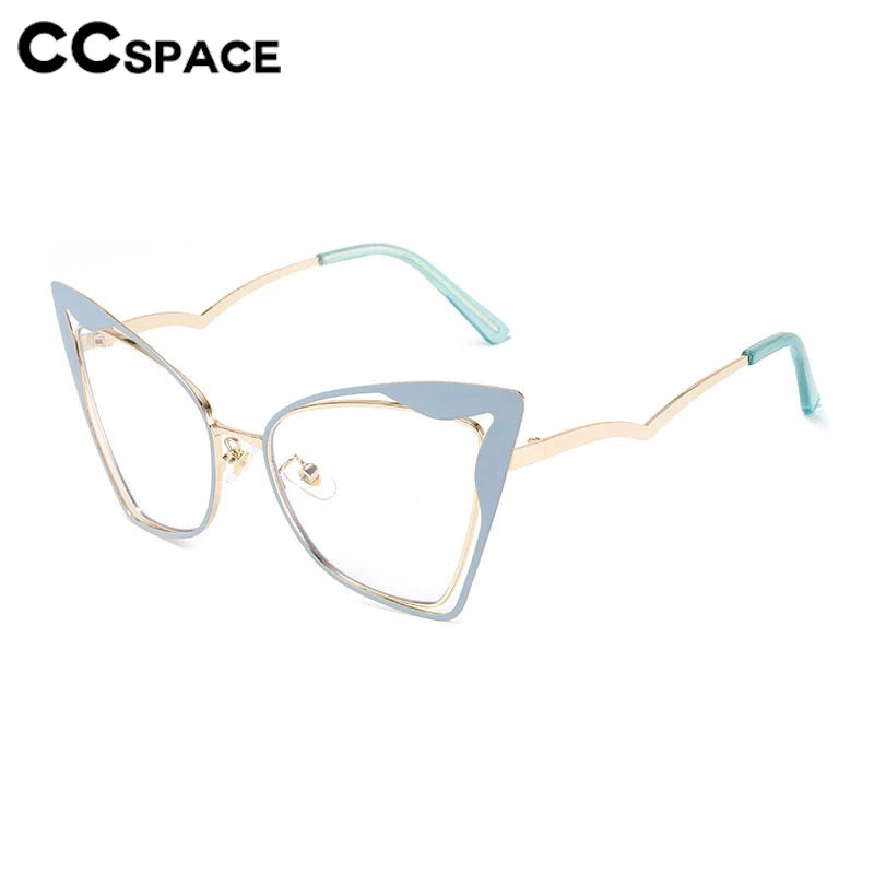 CCspace Women's Full Rim Oval Butterfly Alloy Eyeglasses 300867 Full Rim CCSpace   