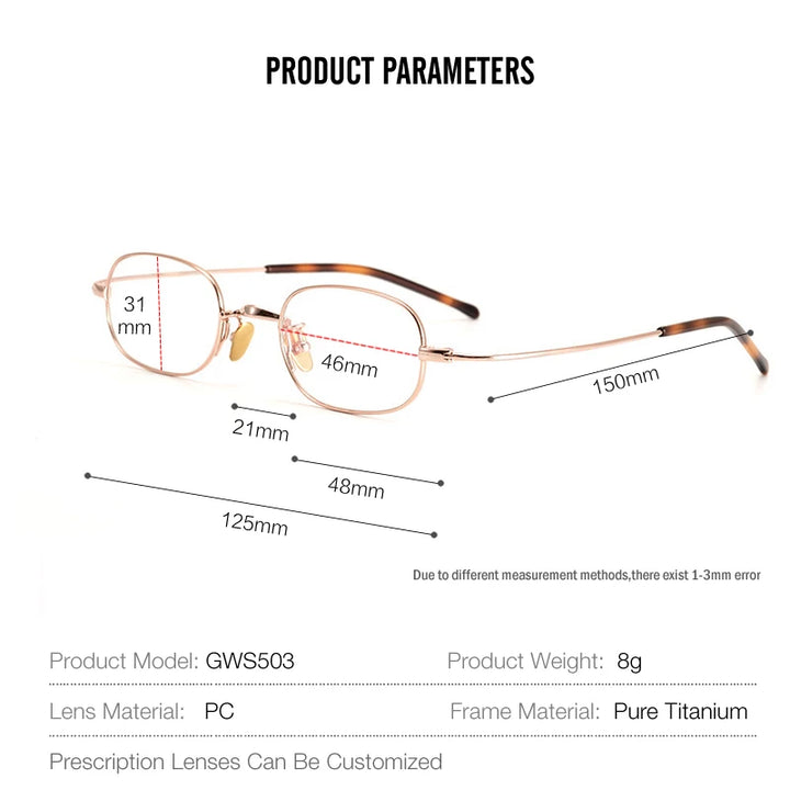 Muzz Women's Full Rim Small Square Round Titanium Eyeglasses 817503