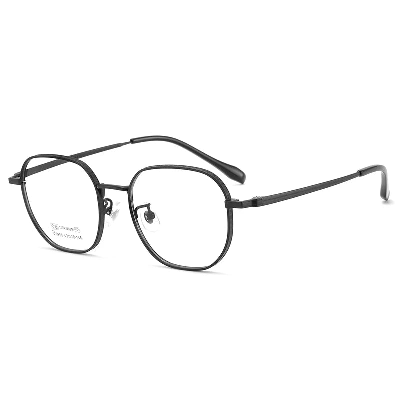 Bclear Unisex Full Rim Small Square Polygon Titanium Eyeglasses 6958 Full Rim Bclear black  