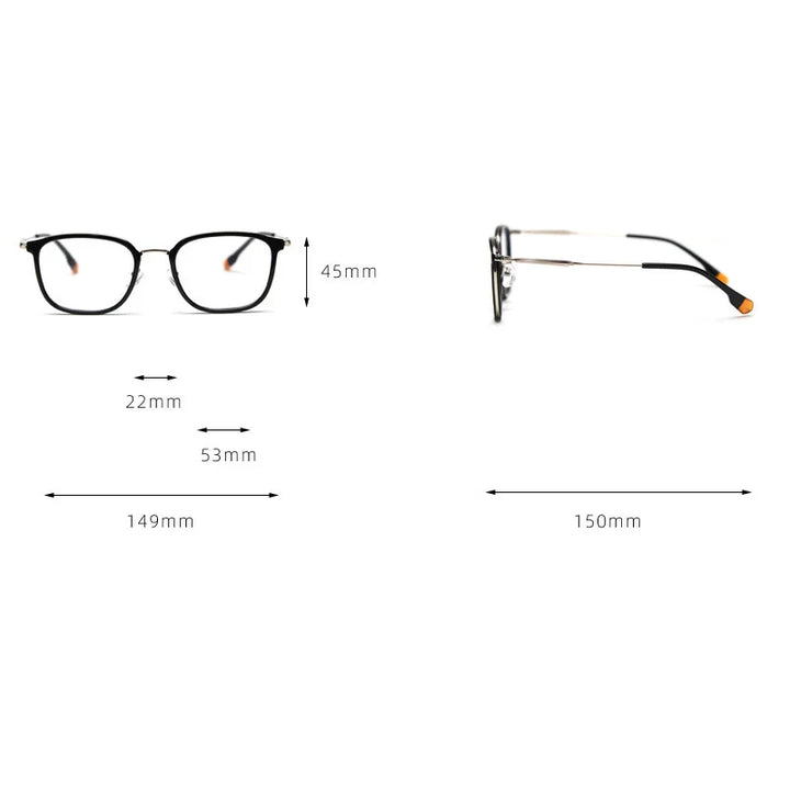 Gmei Optical TF00388 unisex square alloy prescription eyeglasses — view 2