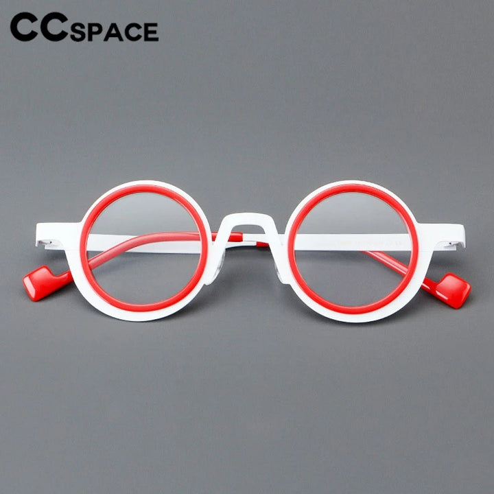 CCspace Unisex Full Rim Round Acetate Alloy Eyeglasses 300832 With Clip Ons CCSpace   