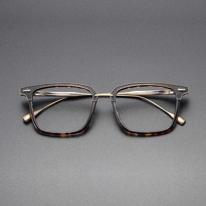 Black Mask Unisex Full Rim Titanium Rectangle Acetate Eyeglasses 2085 Full Rim Black Mask   