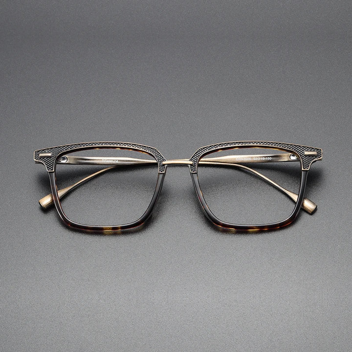 Black Mask Unisex Full Rim Titanium Rectangle Acetate Eyeglasses 2085 Full Rim Black Mask   