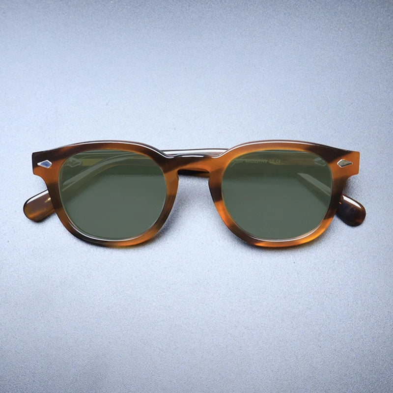 Gatenac Unisex Full Rim Square Polarized Acetate Sunglasses Mo14 Sunglasses Gatenac Flax Green  