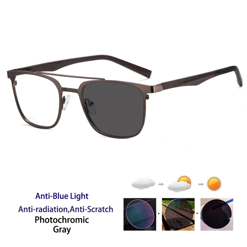 Kocolior Women's Full Rim Square Double Bridge Alloy Reading Glasses 91362