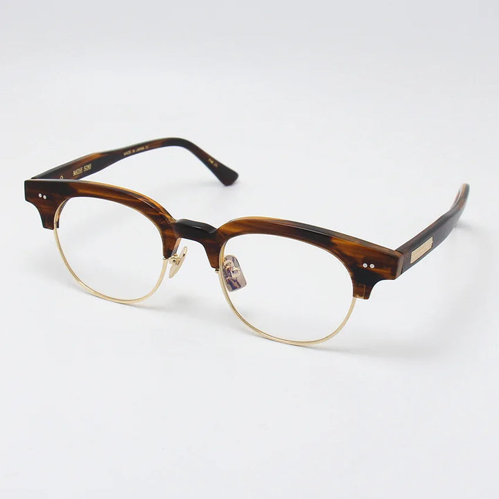 Black Mask Unisex Full Rim Square Acetate Titanium Eyeglasses 396136