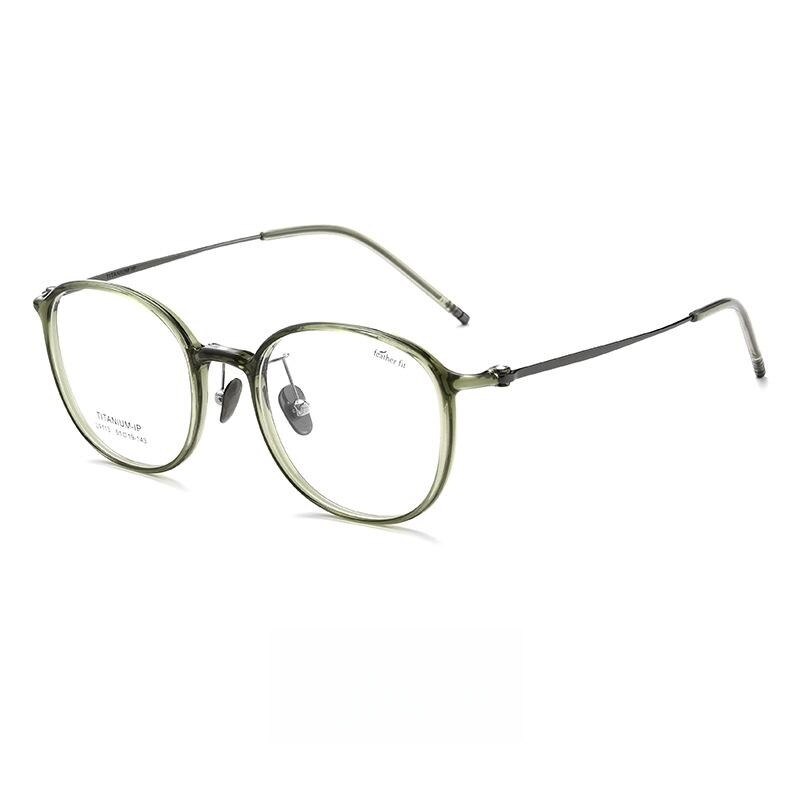 Yimaruili Unisex Full Rim Round Tr 90 Titanium Eyeglasses L9113y Full Rim Yimaruili Eyeglasses Green Gun  