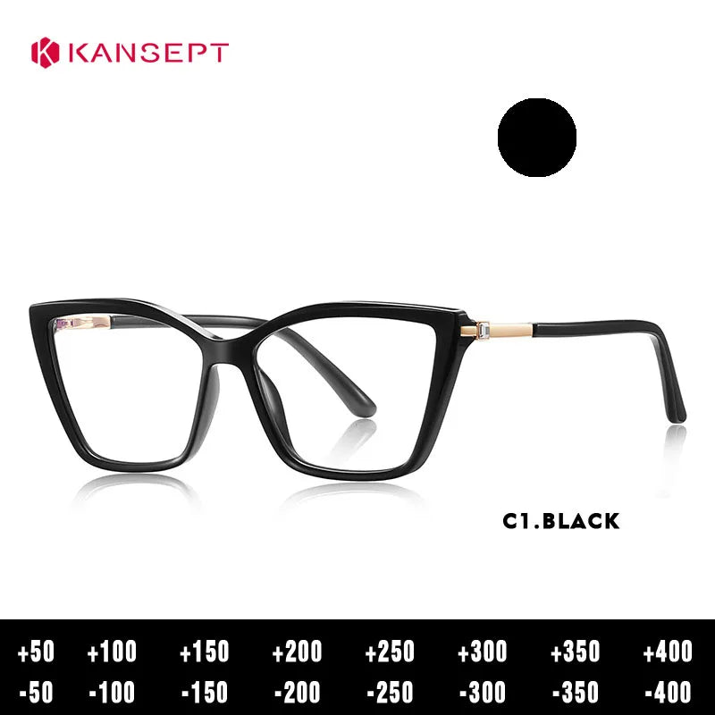 Kansept Women's Full Rim Square Tr 90 Titanium Reading Glasses 22387