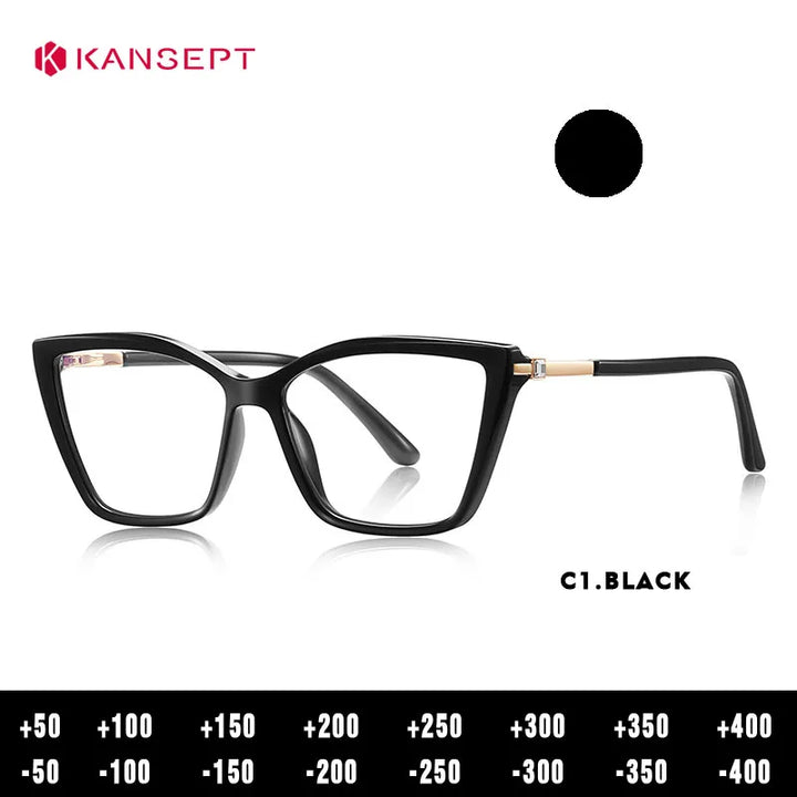 Kansept Women's Full Rim Square Tr 90 Titanium Reading Glasses 22387