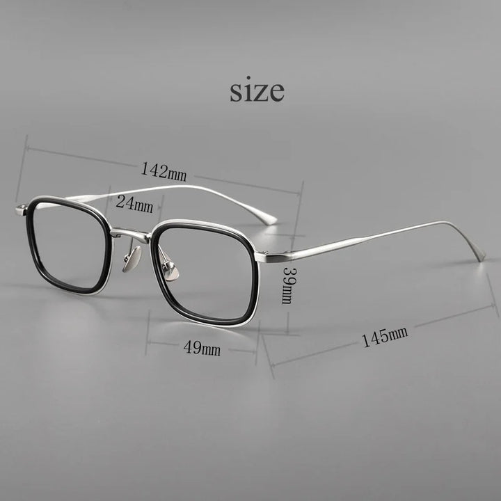 KatKani Mens Full Rim Square Titanium Eyeglasses 19052 Full Rim KatKani Eyeglasses   